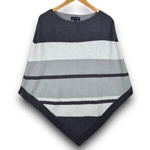 NEW Barefoot Dreams CozyChic Ultra Lite Gray Stripe Ocean Breeze Poncho One Size